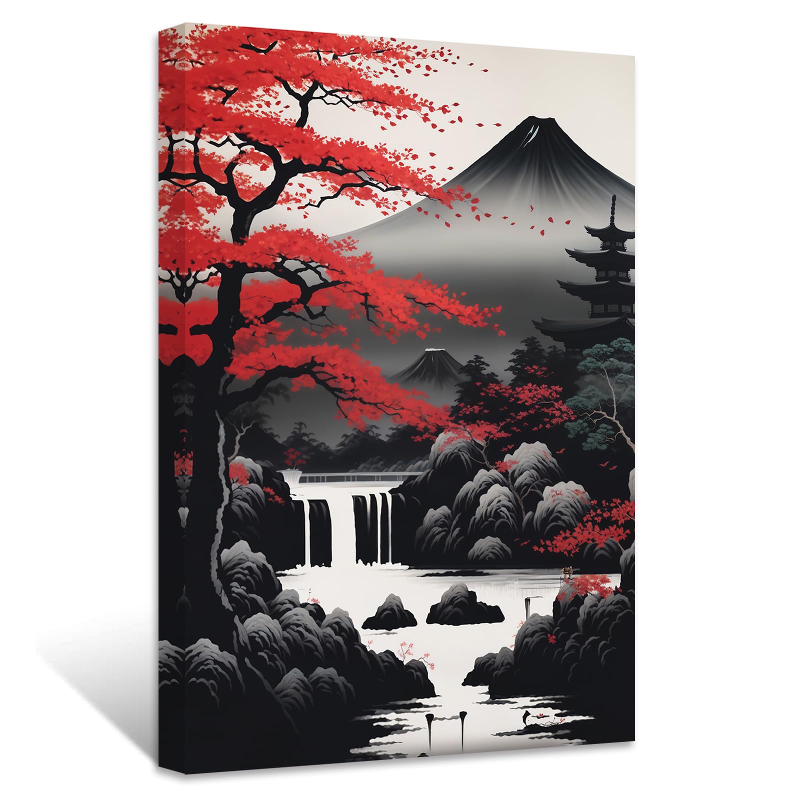 Amazon.com: ZXHYWYM Japanese Canvas Wall Art Red and Black Cherry